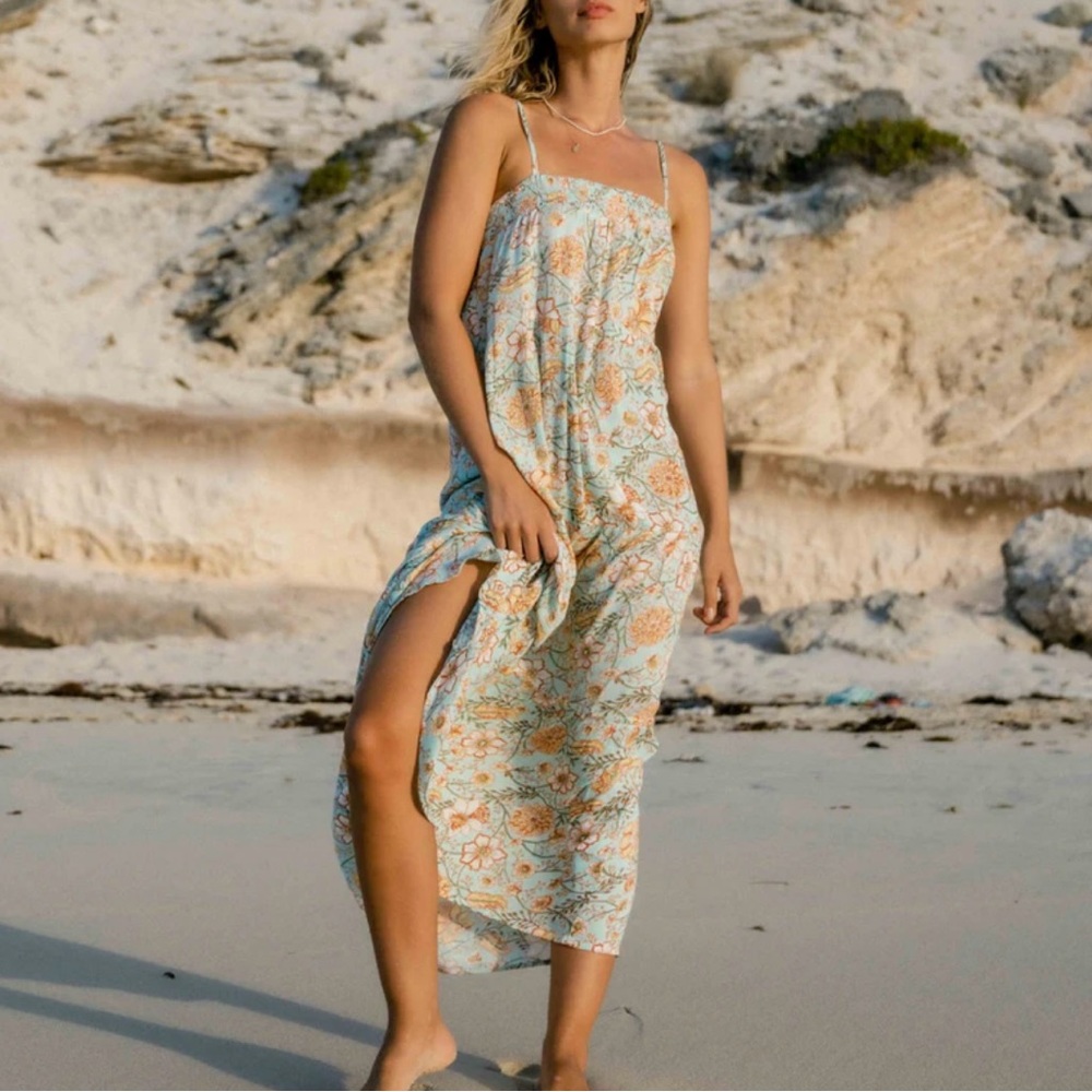 Billabong Orange and Green Maxi Dress